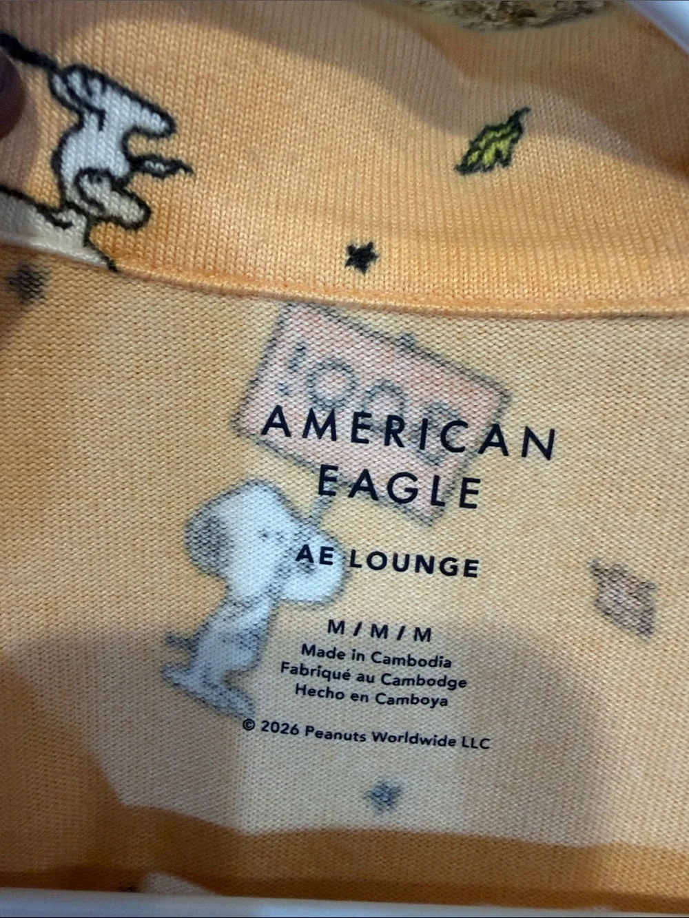 American Eagle Luxe Peanuts Orange Halloween Snoopy Pajama Set Sz M. Box56 - Picture 5 of 5